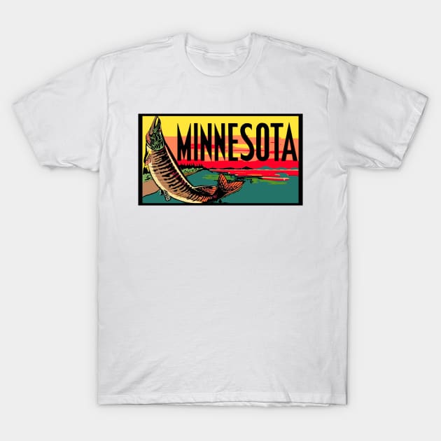 Vintage Style Minnesota Fishing T-Shirt by ZSONN